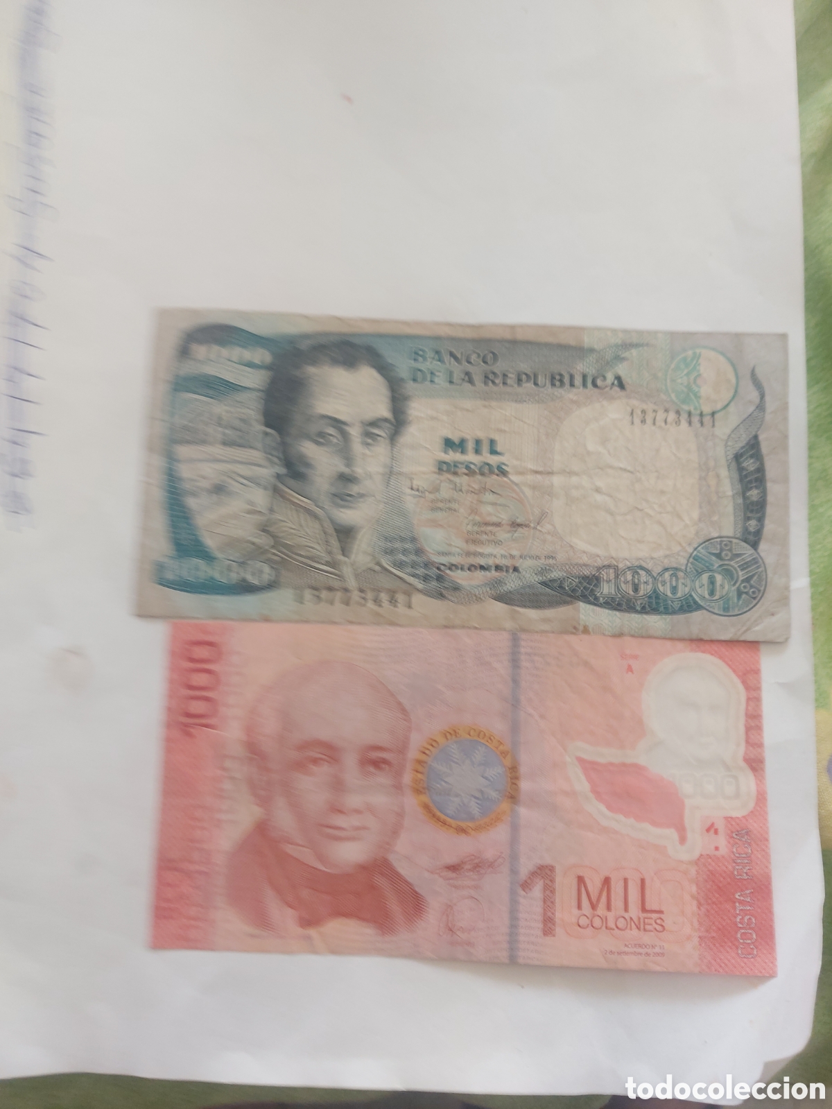 Billetes extranjeros: 1 billete de Combia 1 deCos - Foto 2