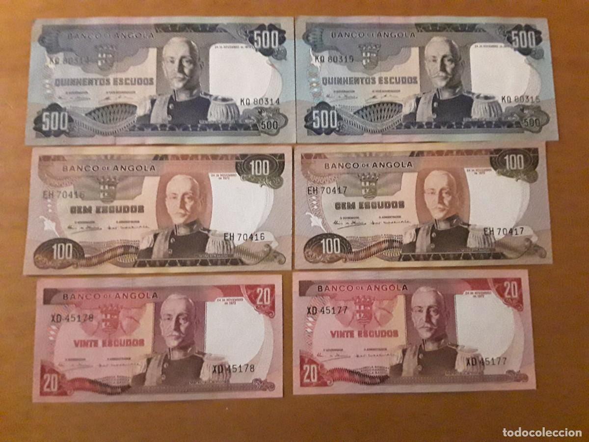 Banconote internazionali: ANGOLA - LOTE PAREJAS CORRELATIVAS 20 + 100 + 500 ESCUDOS A&Ntilde;O 1972 SIN CIRCULAR.