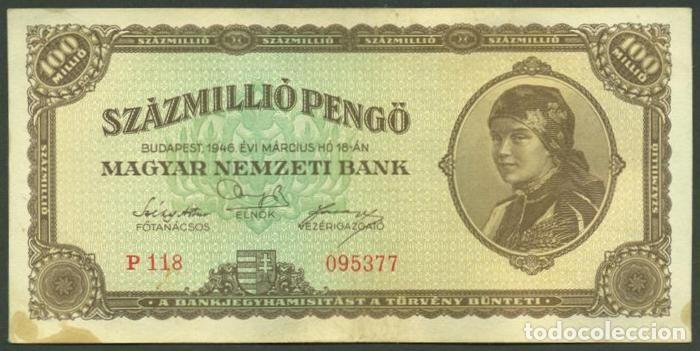 International Banknotes: HUNGRIA. 100000000 pengo 14.3. 1946. Pick 124.