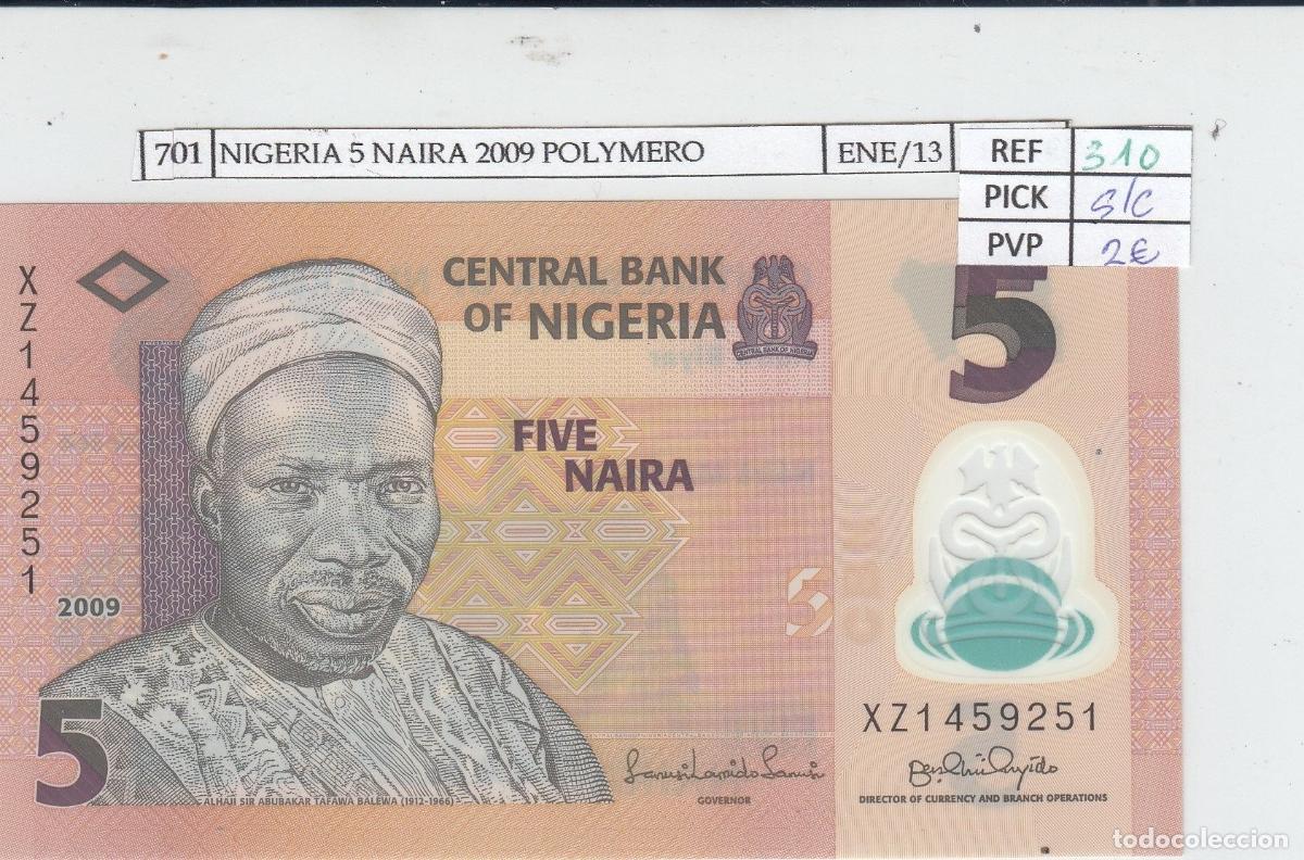 International Banknotes: CRJ0701 BILLETE NIGERIA 5 NAIRA 2009 POLIMERO P-38b.2 SIN CIRCULAR
