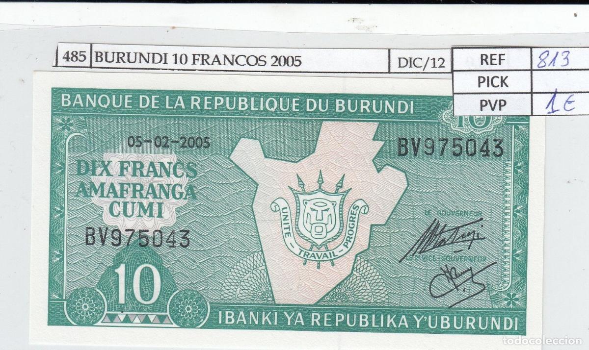 International Banknotes: CRJ0485 BILLETE BURUNDI 10 FRANCOS 2005 P-33e.1 SIN CIRCULAR
