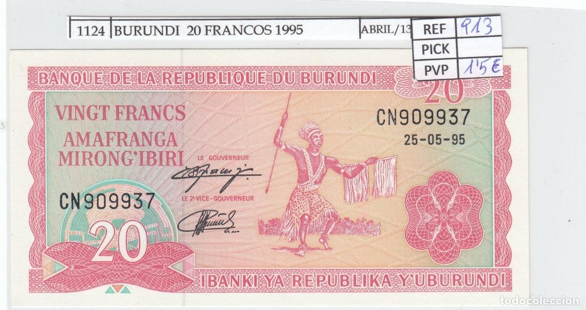 Internationale Banknoten: CRJ1124 BILLETE BURUNDI 20 FRANCOS 1995 P-27c.2 SIN CIRCULAR