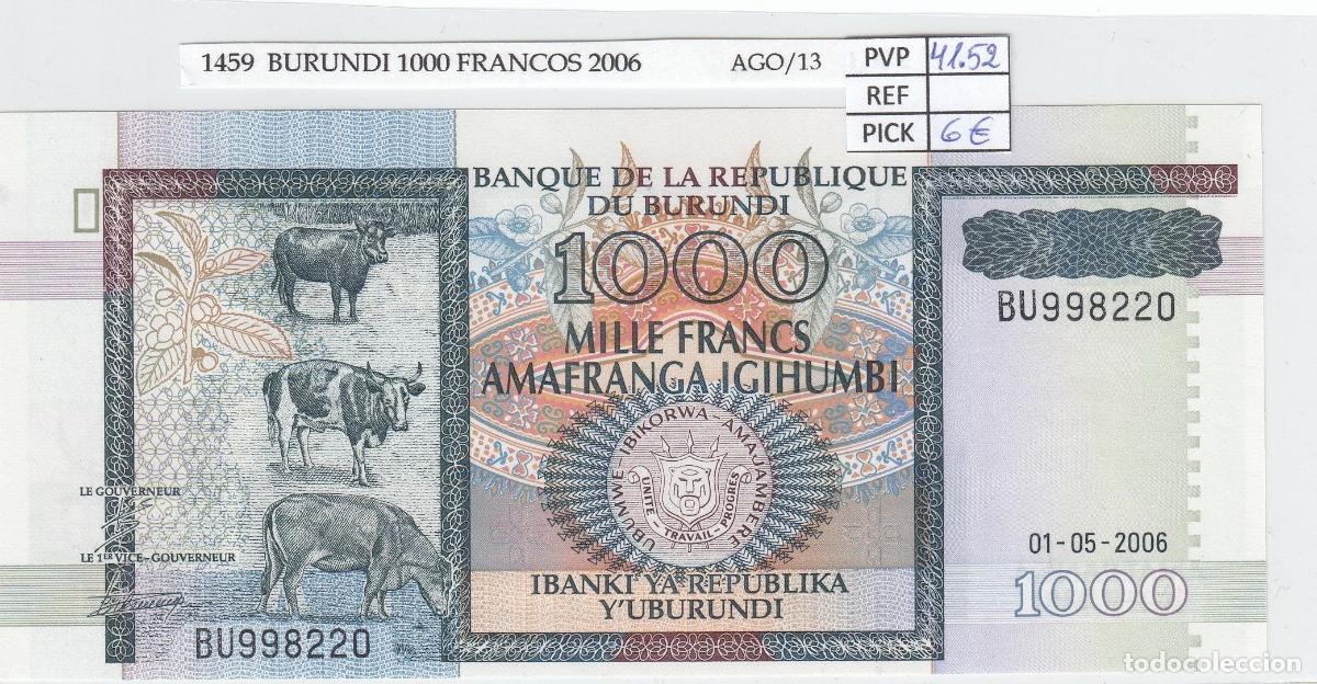 Notas Internacionais: CRJ1459 BILLETE BURUNDI 1.000 FRANCOS 2006 P-39d SIN CIRCULAR