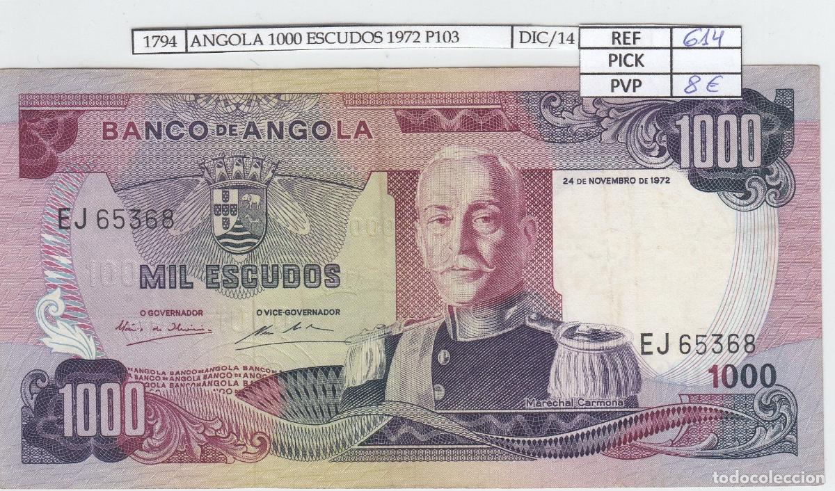 Notas Internacionais: CRJ1794 BILLETE ANGOLA 1.000 ESCUDOS 1972 P-103 SIN CIRCULAR