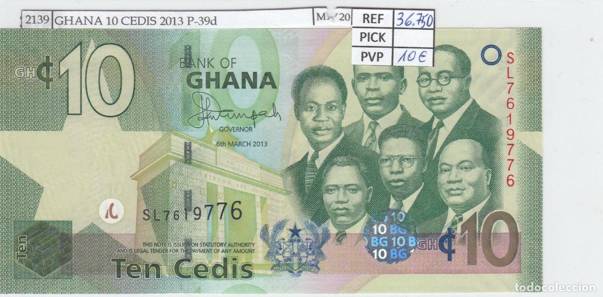 International Banknotes: CRJ2139 BILLETE GHANA 10 CEDIS 2013 P-39d SIN CIRCULAR
