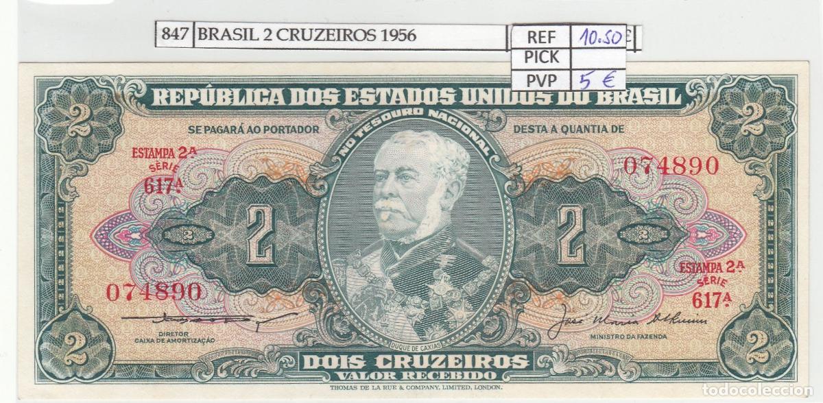 Billets internationaux: CRJ0847 BILLETE BRASIL 2 CRUZEIROS 1956 P-157Аb
