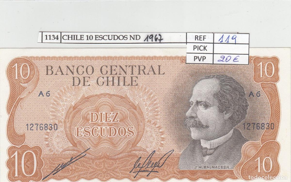 International Banknotes: CRJ1134 BILLETE CHILE 10 ESCUDOS 1967 P-143a.2 N01134