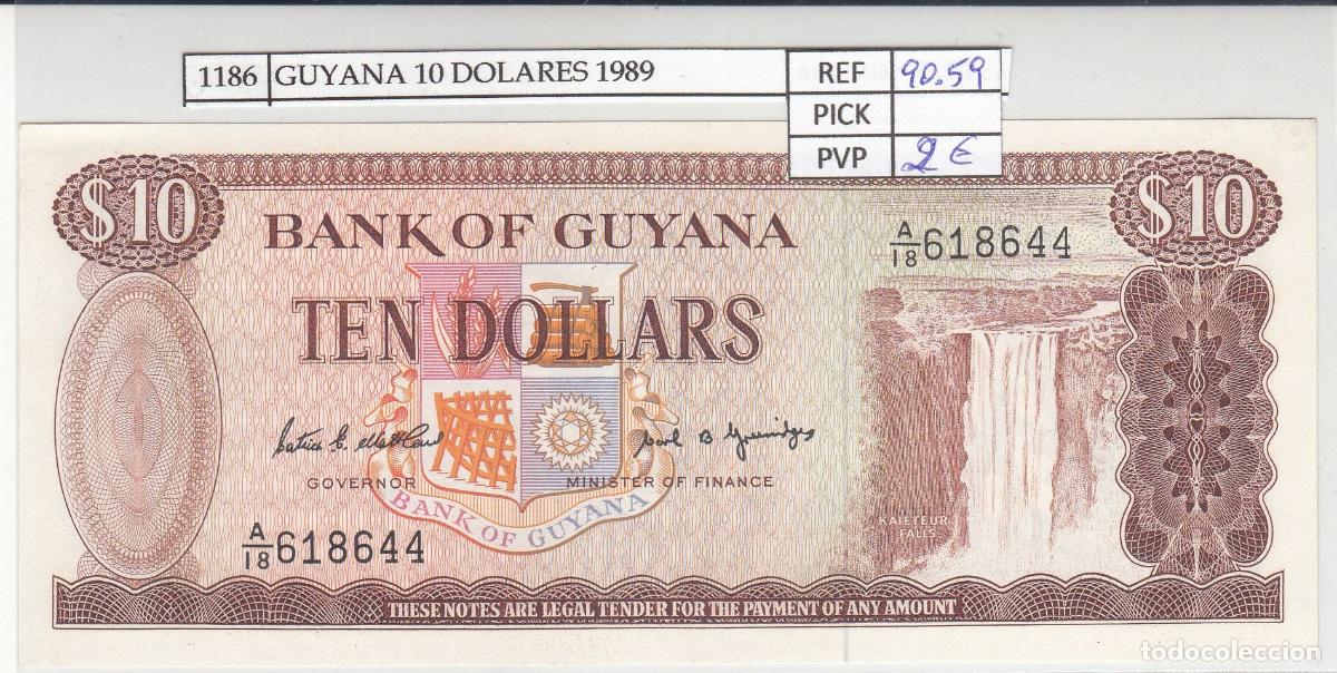 International Banknotes: CRJ1186 BILLETE GUYANA 10 DOLARES 1989 P-23d N01186
