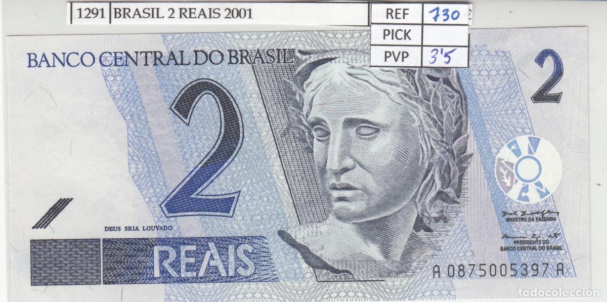 International Banknotes: CRJ1291 BILLETE BRASIL 2 REAIS 2001 P-249a N01291