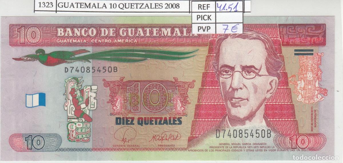 International Banknotes: CRJ1323 BILLETE GUATEMALA 10 QUETZALES 2008 P-117 N01323