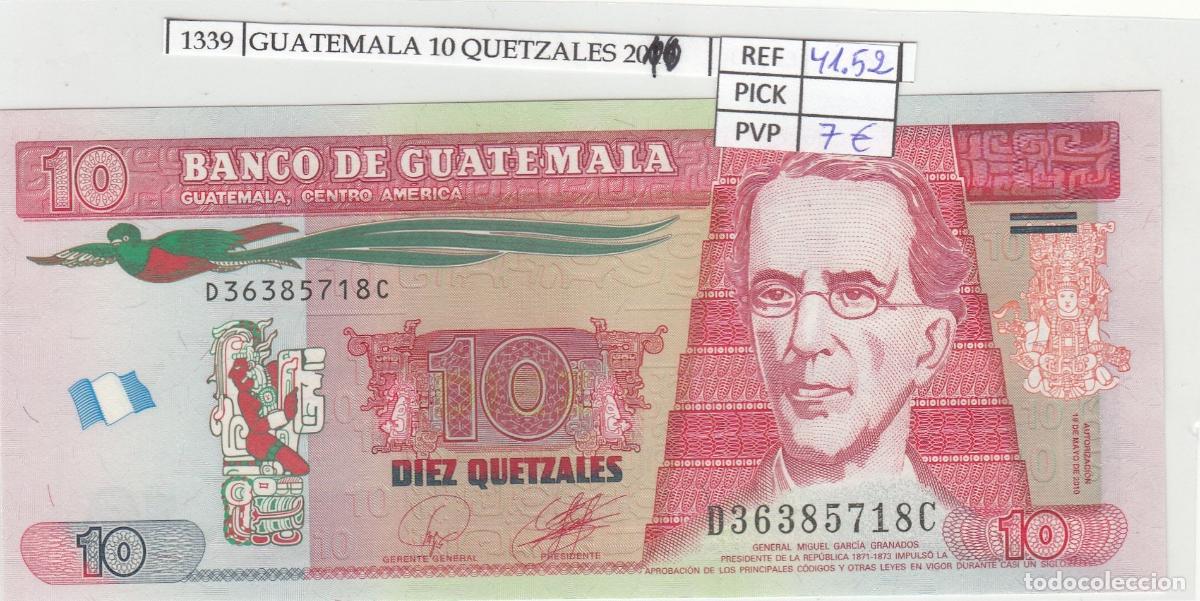 International Banknotes: CRJ1339 BILLETE GUATEMALA 10 QUETZALES 2010 P-123a N01339