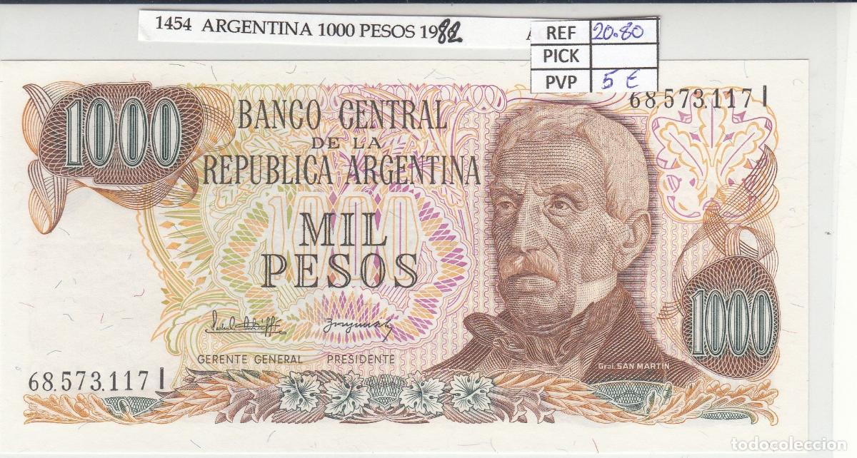 International Banknotes: CRJ1454 BILLETE ARGENTINA 1000 PESOS 1982 P-304d.2 N01454