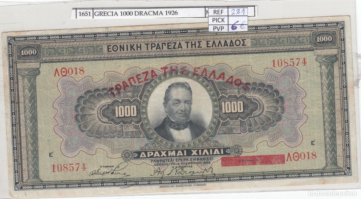 Banconote internazionali: CRJ1651 BILLETE GRECIA 1000 DRACMA 1926 P-100c