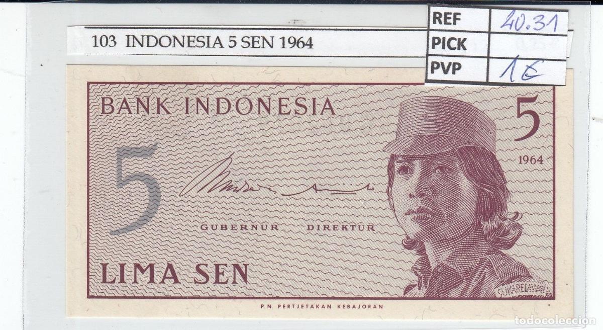 Billets internationaux: CRJ0103 BILLETE INDONESIA 5 SEN 1964 P-91a