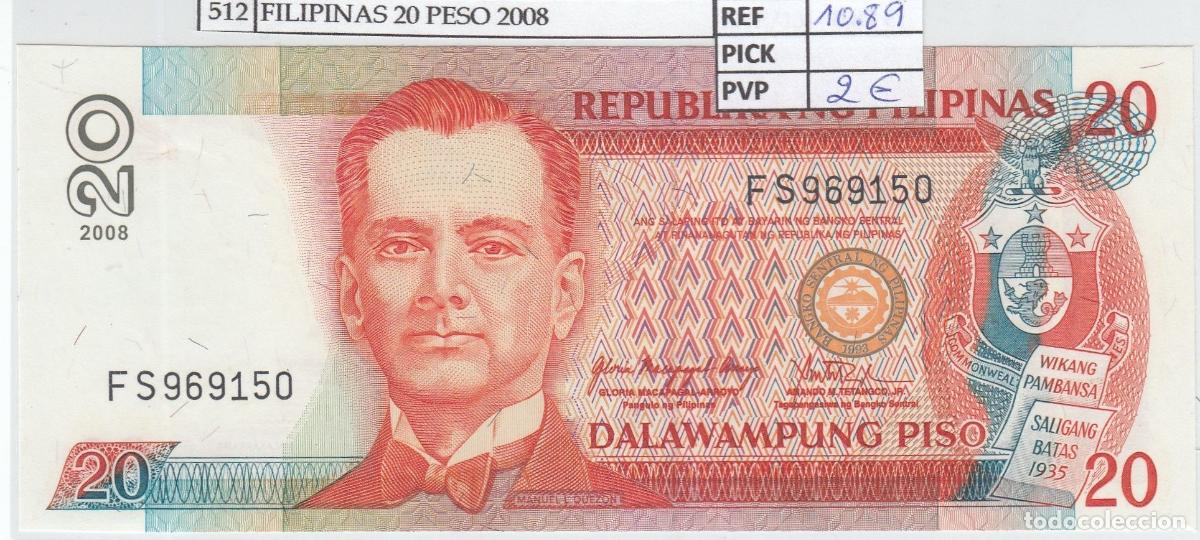 Banconote internazionali: CRJ0512 BILLETE FILIPINAS 20 PESO 2008 P-182I.4