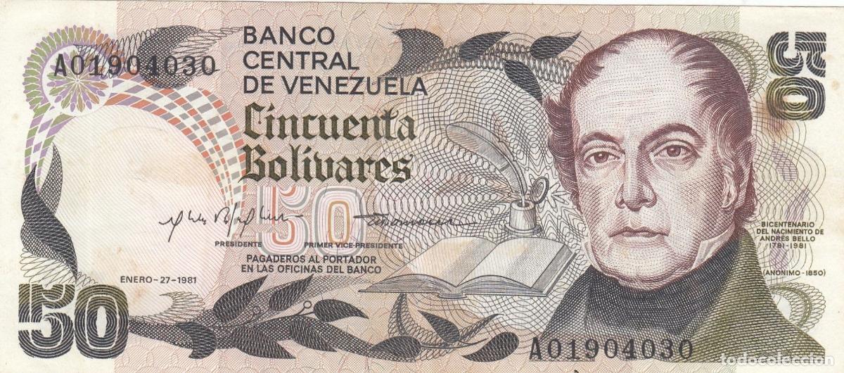 Notas Internacionais: CRBX0390 BILLETE VENEZUELA 50 BOLIVARES 1981 MBC
