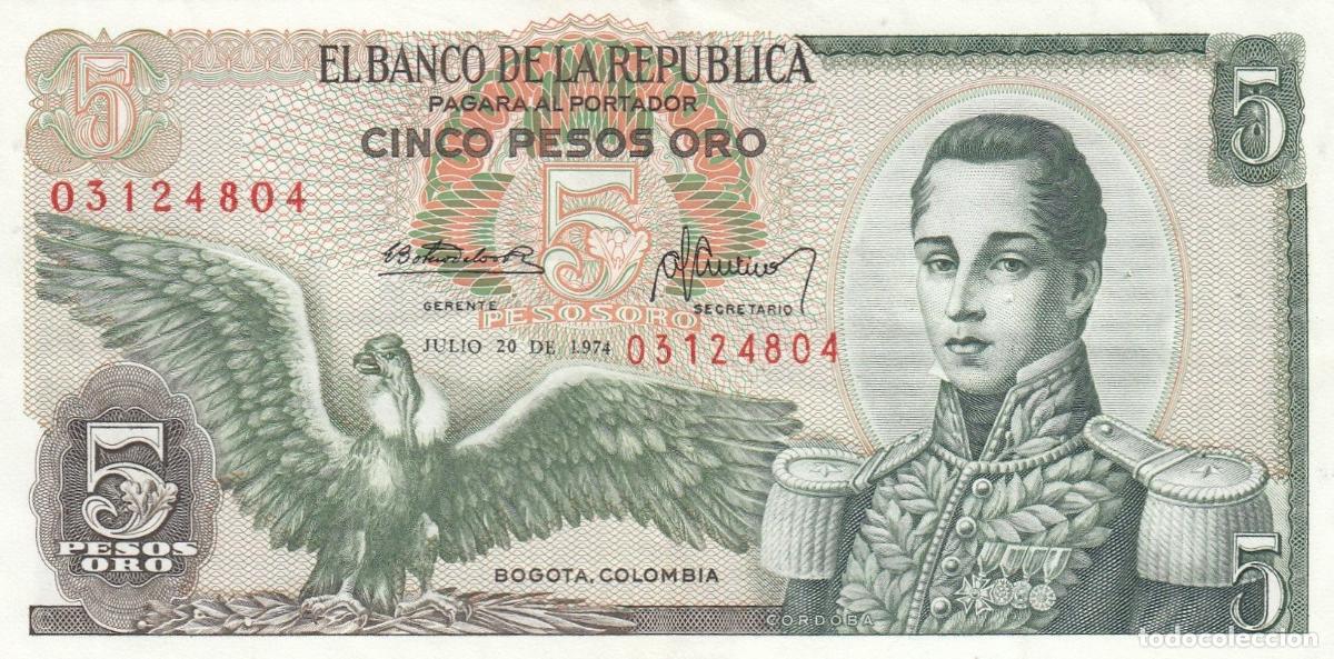 Internationale Banknoten: CRBX0441 BILLETE COLOMBIA 5 PESOS 1974 EBC