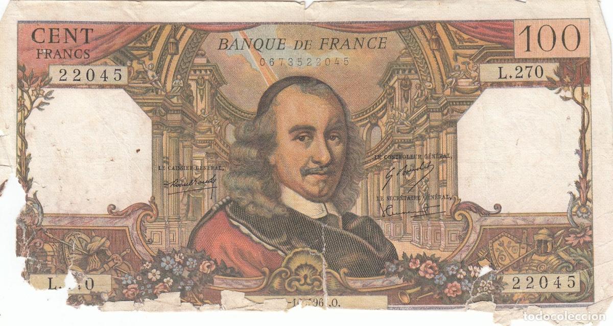 Internationale Banknoten: CRBX0515 BILLETE FRANCIA 100 FRANCOS 1967 USADO ROTO