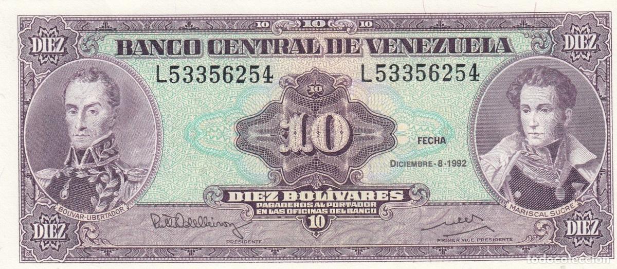 Internationale Banknoten: CRBX0560 BILLETE VENEZUELA 10 BOLIVARES 1992 SIN CIRCULAR