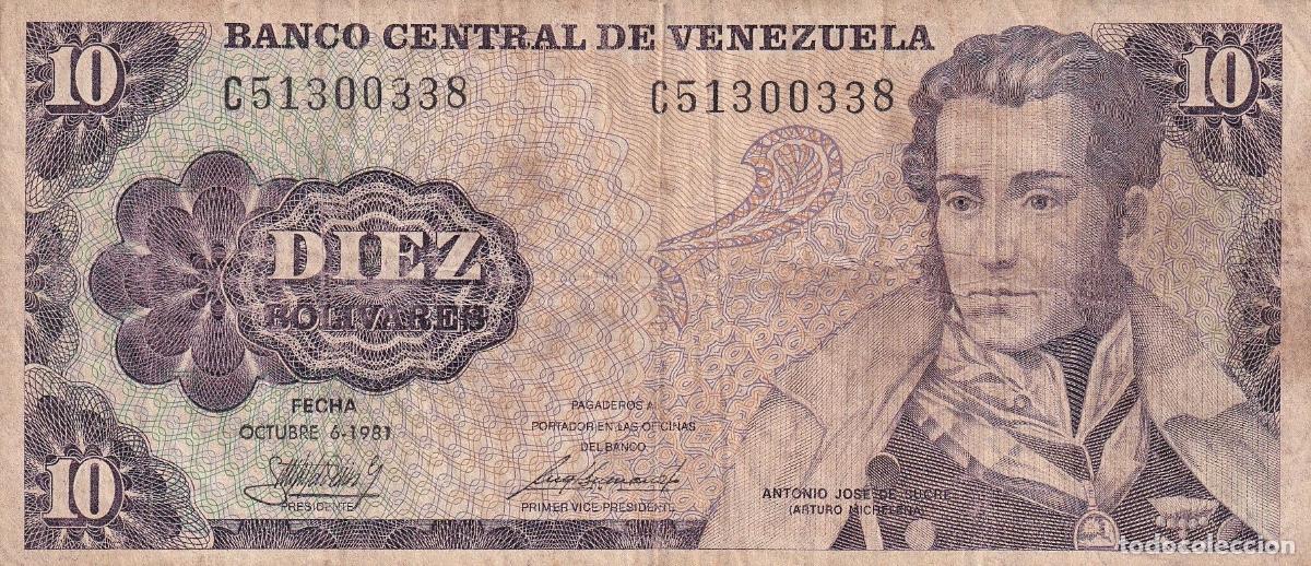 Internationale Banknoten: CRBX0572 BILLETE VENEZUELA 10 BOLIVARES 1981 USADO