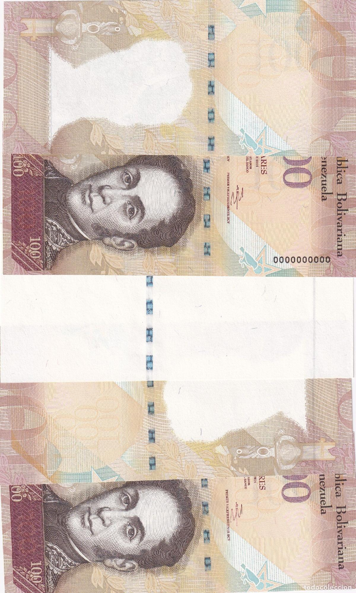 International Banknotes: CRBX0579 LOTE 5 BILLETES VENEZUELA 100 BOLIVARES 2014 PRUEBAS SIN CIRCULAR