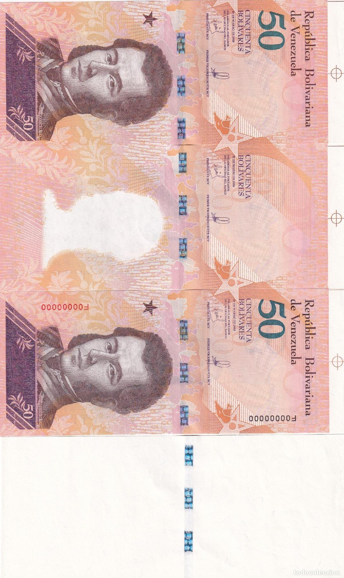 International Banknotes: CRBX0580 LOTE 4 BILLETES VENEZUELA 50 BOLIVARES 2018 PRUEBAS SIN CIRCULAR