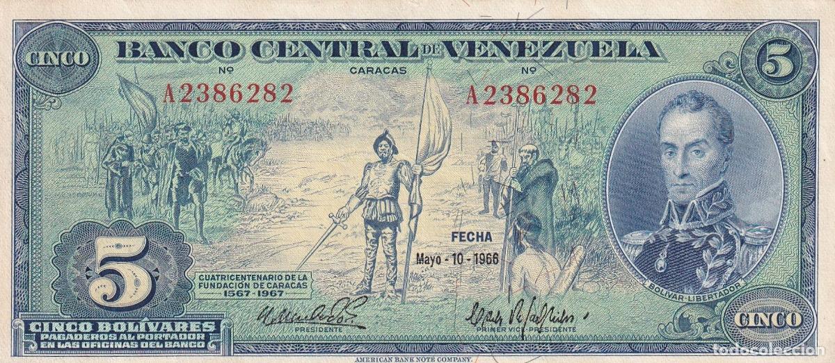 Banconote internazionali: CRBX0836 BILLETE VENEZUELA 5 BOLIVARES 1966 EBC