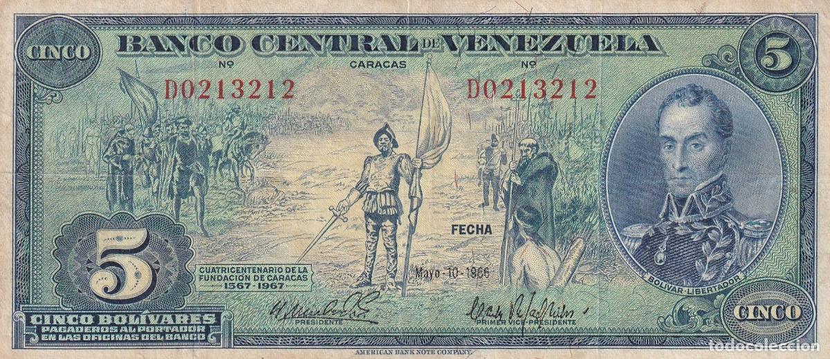 Banconote internazionali: CRBX0837 BILLETE VENEZUELA 5 BOLIVARES 1966 MBC