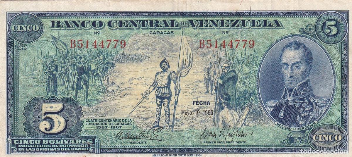 Banconote internazionali: CRBX0840 BILLETE VENEZUELA 5 BOLIVARES 1966 MBC