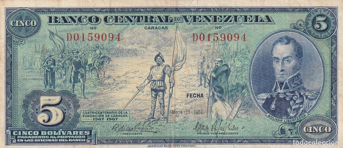 Banconote internazionali: CRBX0842 BILLETE VENEZUELA 5 BOLIVARES 1966 BC+