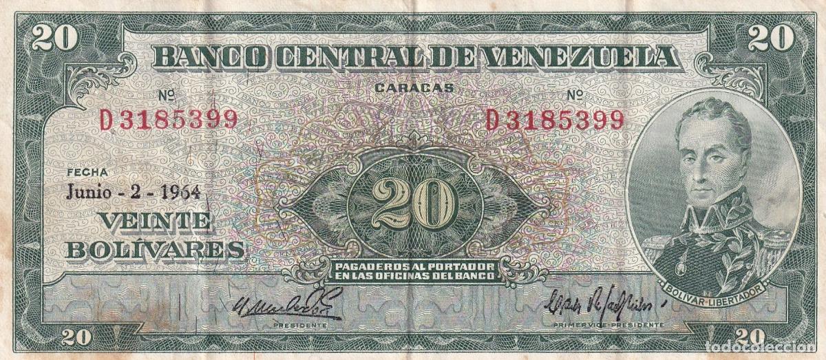 Banconote internazionali: CRBX0859 BILLETE VENEZUELA 20 BOLIVARES 1964 BC+
