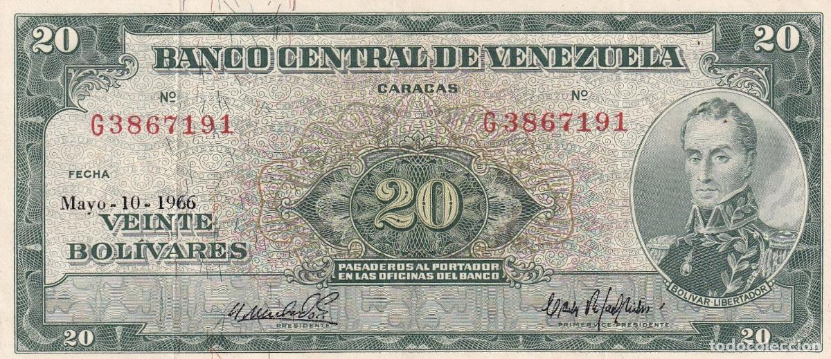 Banconote internazionali: CRBX0860 BILLETE VENEZUELA 20 BOLIVARES 1966 MBC