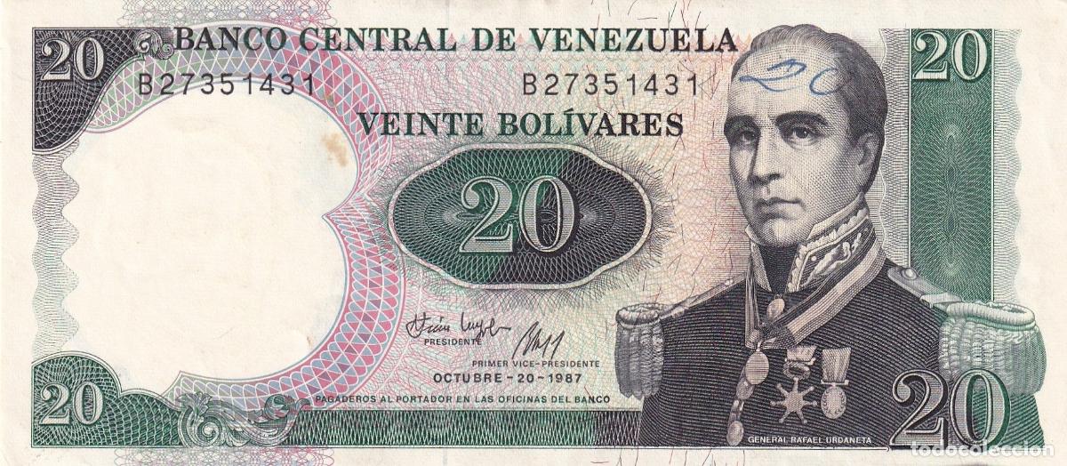 Banconote internazionali: CRBX0863 BILLETE VENEZUELA 20 BOLIVARES 1987 MBC CON ESCRITURA