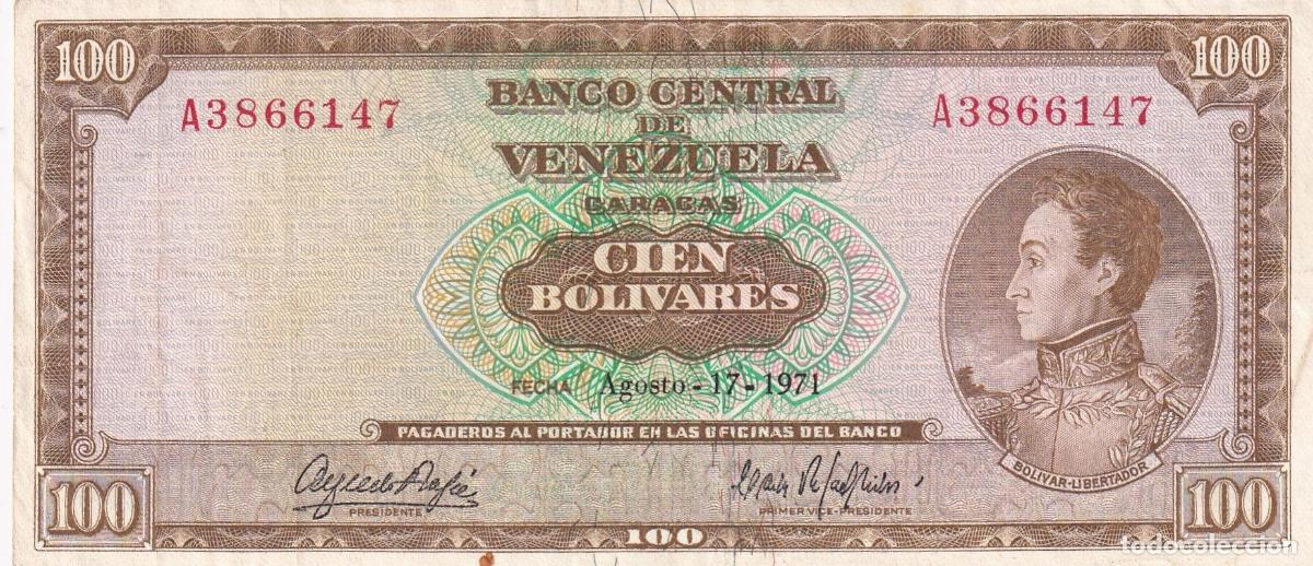 Banconote internazionali: CRBX0874 BILLETE VENEZUELA 100 BOLIVARES 1971 MBC+