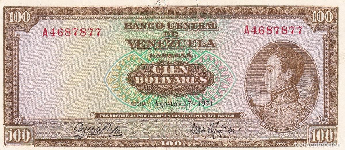 Banconote internazionali: CRBX0875 BILLETE VENEZUELA 100 BOLIVARES 1971 MBC+