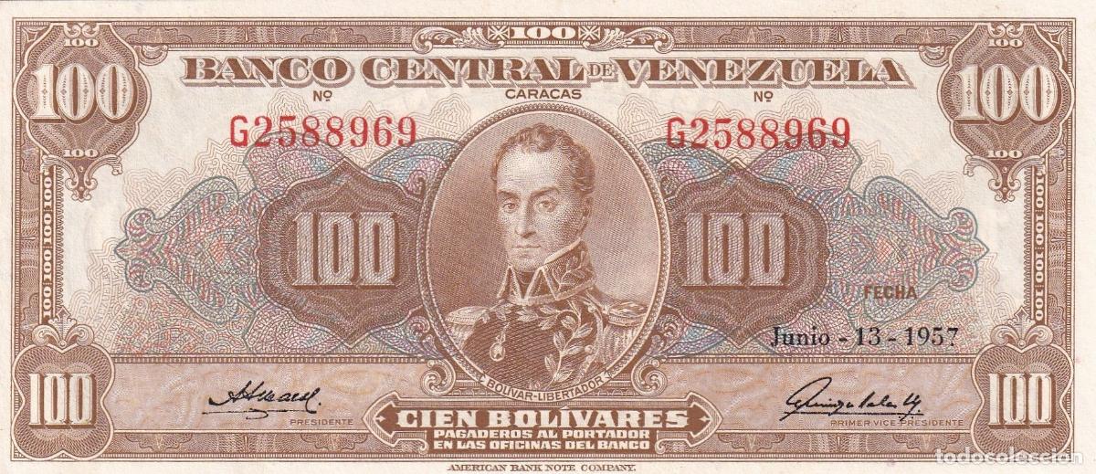 Banconote internazionali: CRBX0882 BILLETE VENEZUELA 100 BOLIVARES 1957 S/C-