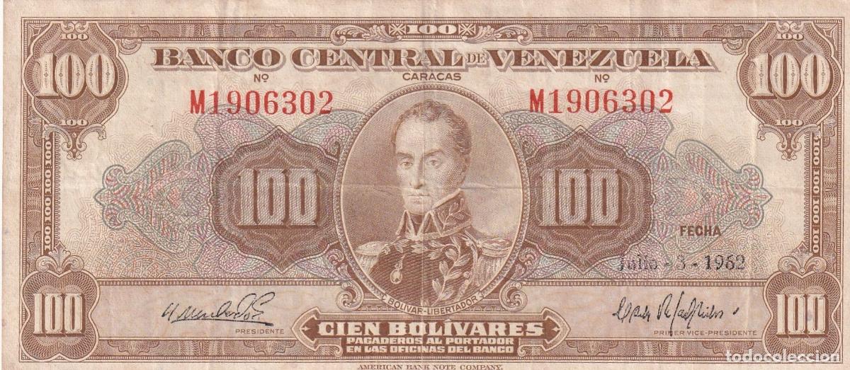 Notas Internacionais: CRBX0889 BILLETE VENEZUELA 100 BOLIVARES 1962 BC+