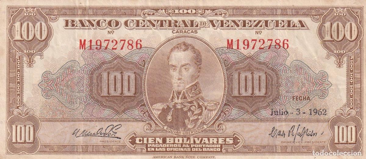 Notas Internacionais: CRBX0890 BILLETE VENEZUELA 100 BOLIVARES 1962 BC+