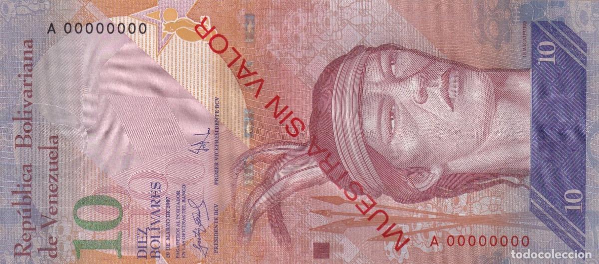 Notas Internacionais: CRBX0897 BILLETE VENEZUELA 10 BOLIVARES 2007 MUESTRA SIN VALOR SIN CIRCULAR