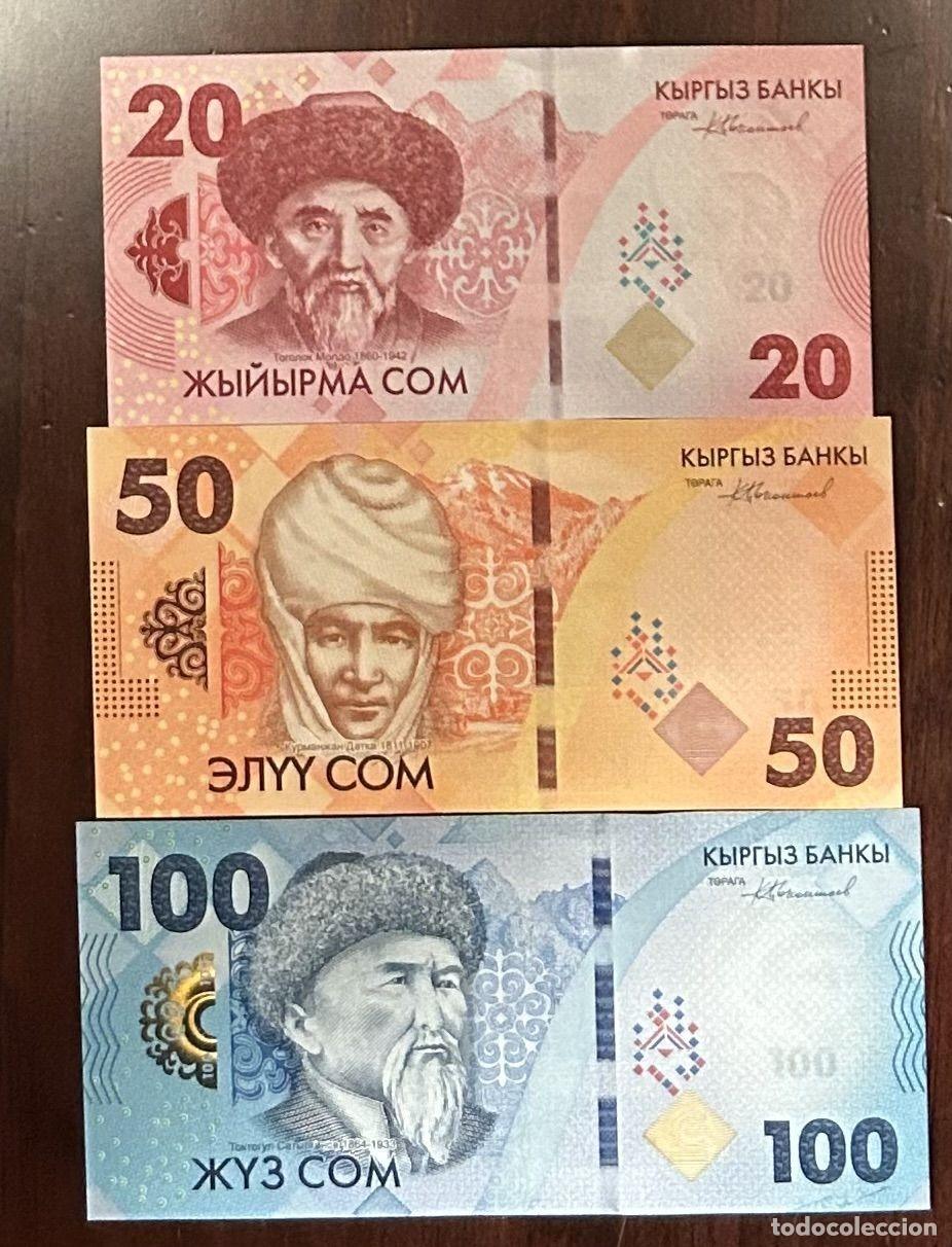 Internationale Banknoten: CRBX0928 LOTE 3 BILLETES KIRGUISTAN 20, 50 Y 100 COM 2023/4 SIN CIRCULAR