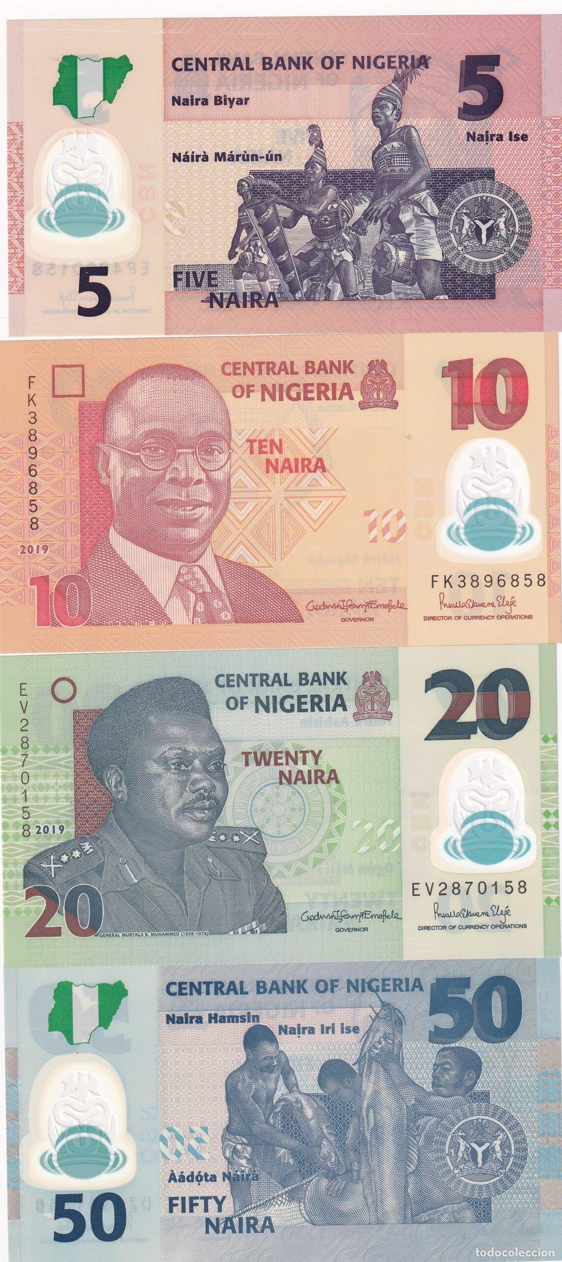 Internationale Banknoten: CRBX0932 LOTE 4 BILLETES NIGERIA DIFERENTES VALORES SIN CIRCULAR