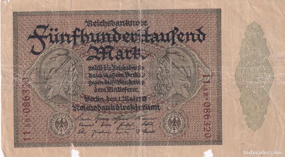 Notas Internacionais: CRBX0975 BILLETE ALEMANIA 500000 MARCOS 1923 MC CON ROTURAS