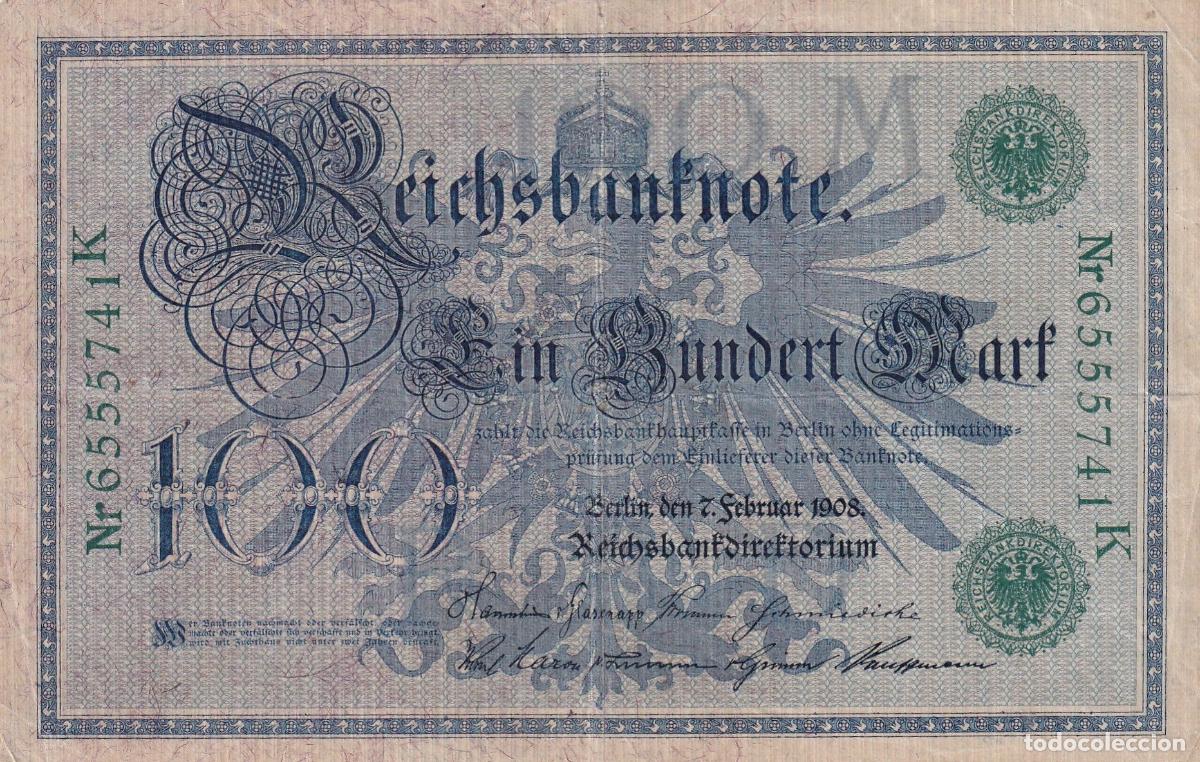 Notas Internacionais: CRBX0977 BILLETE ALEMANIA 100 MARCOS 1908 USADO