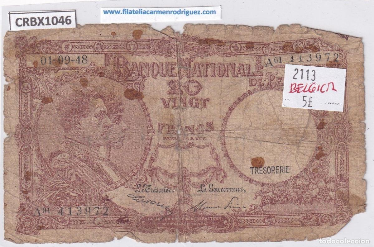 Notas Internacionais: CRBX1046 BILLETE BELGICA 20 FRANCOS USADO