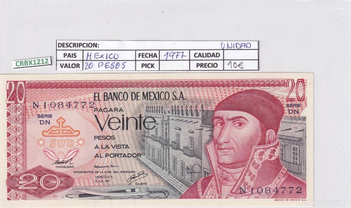 Banconote internazionali: CRBX1212 BILLETE MEXICO 20 PESOS 1977 SIN CIRCULAR