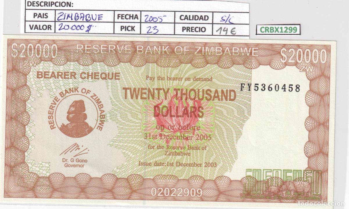 Banconote internazionali: CRBX1299 BILLETE ZIMBABWE 20000 DOLARES 2005 SIN CIRCULAR