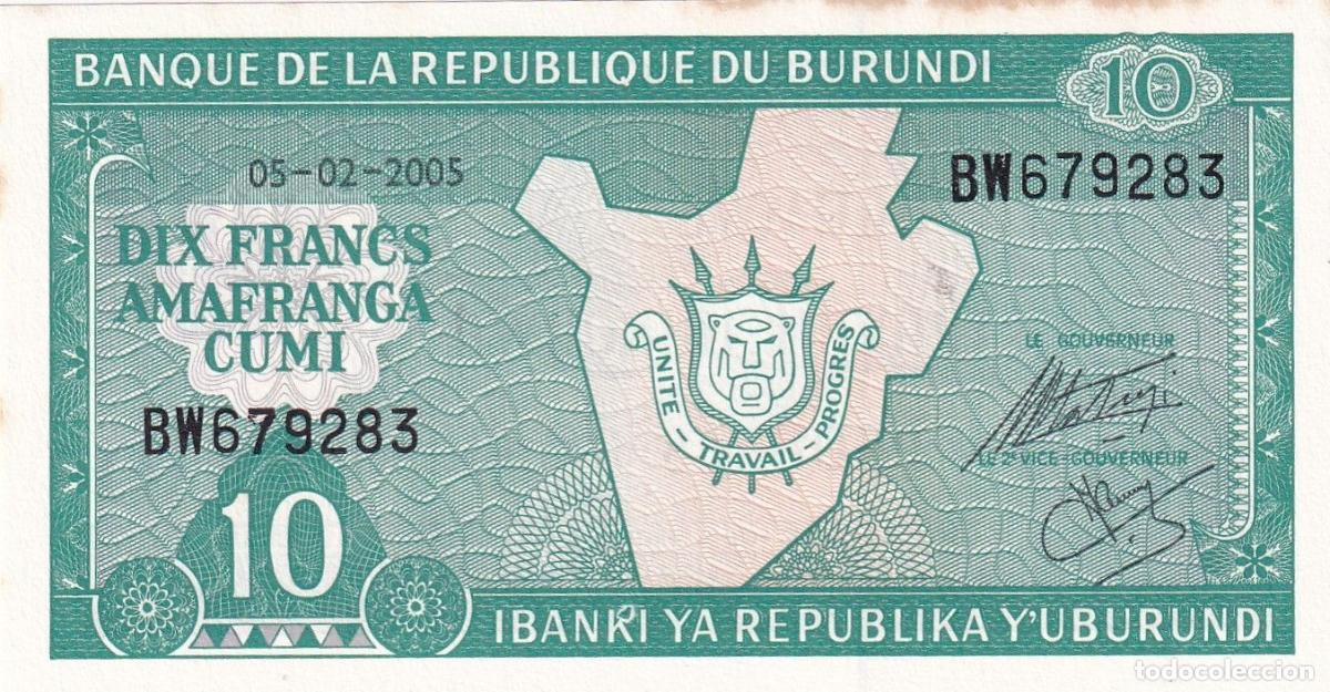 Internationale Banknoten: CRBX1308 BILLETE BURUNDI 10 FRANCOS 2005 SIN CIRCULAR