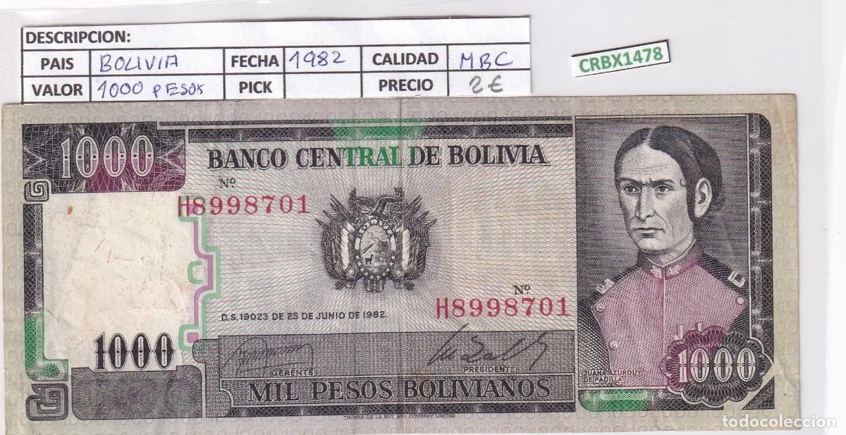 Internationale Banknoten: CRBX1478 BILLETE BOLIVIA 1000 BOLIVIANOS 1982 MBC