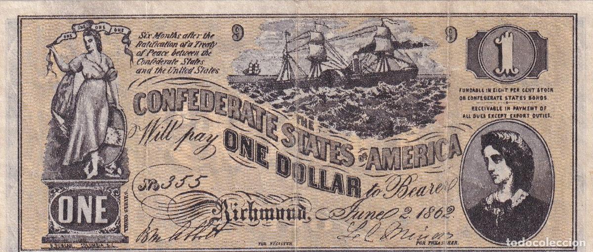 Internationale Banknoten: CRBX1451 BILLETE EEUU REPRODUCCION 1 D&Oacute;LAR CONFEDERADO 1862 MBC