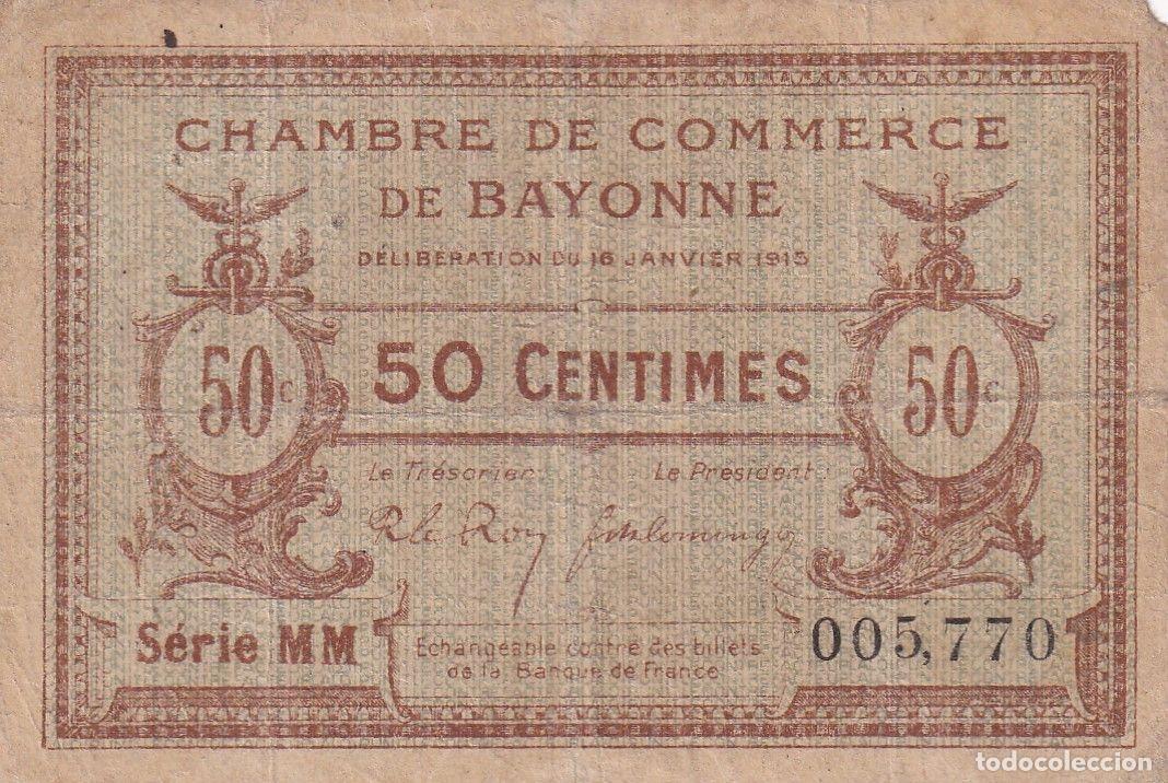 Internationale Banknoten: CRBX1454 BILLETE FRANCIA BAYONNE 50 CENTIMOS USADO